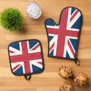 Die britische Flagge Union Jack Ofenhandschuh & Topflappen-Set