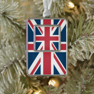 Die britische Flagge Union Jack Rahmen-Ornament Silber