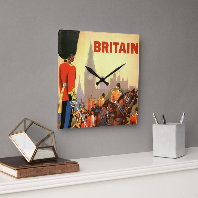 Die britische Königliche Garde des Vintagen Königs Quadratische Wanduhr (Büro)