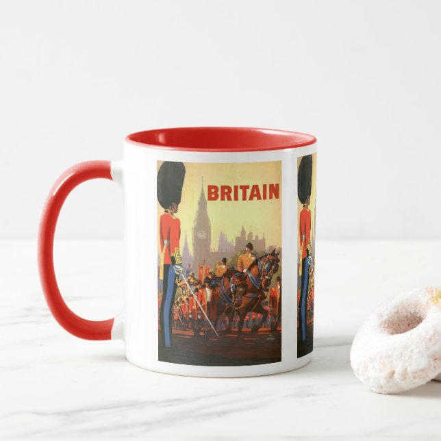 Die britische Königliche Garde des Vintagen Königs Tasse (Mit Donut)