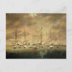 Die britische und die amerikanische Flotte, die am Postkarte