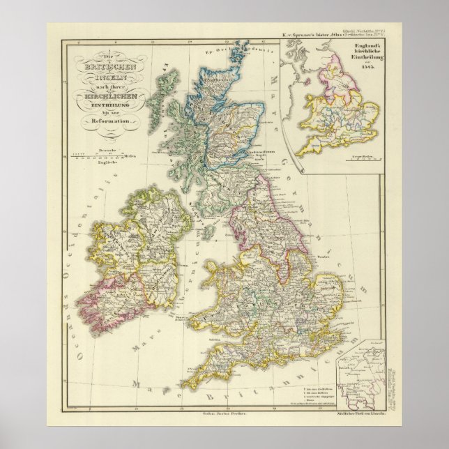 Die Britischen Inseln nach ihrer Kirche Poster (Vorne)