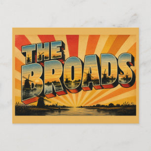 Die Broads England Vintage Reise Kunst Postkarte