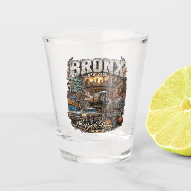 Die Bronx New York Boogie Down Urban Collage Schnapsglas (Vorderseite)