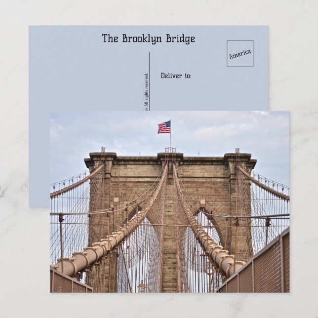 Die Brooklyn Bridge Postcard New York Amerika Postkarte (Vorne/Hinten)