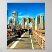 Die Brooklyn Bridge von Manhattan, NYC zu Fuß erre