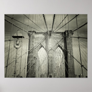 Die Brooklyn-Brücke in Schwarz-Weiß, klein Poster