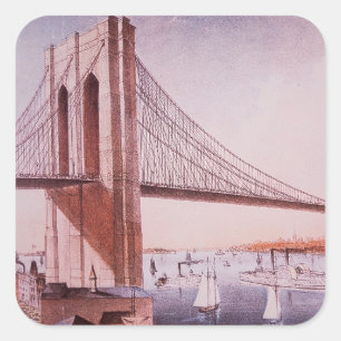 Die Brooklyn-Brücke Quadratischer Aufkleber