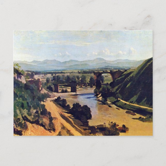 Die Brücke bei Narni durch Corot Postkarte (Vorderseite)