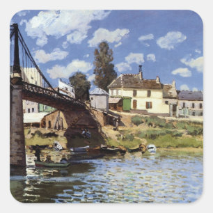 Die Brücke bei Villeneuve-la-Garenne Quadratischer Aufkleber