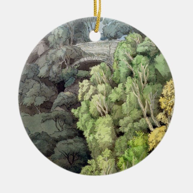 Die Brücke des Teufels, 1810 (w/c mit Stift u. Keramik Ornament (Vorne)