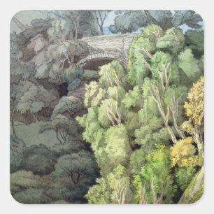 Die Brücke des Teufels, 1810 (w/c mit Stift u. Quadratischer Aufkleber