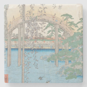 Die Brücke mit Glyzinien oder Kameido Tenjin Steinuntersetzer