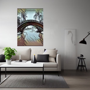 Die Brücke über das Wasser   AI Art Poster