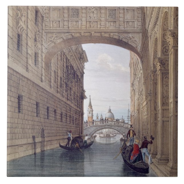 Die Brücke von Seufzern, Venedig, graviert durch Fliese (Vorderseite)