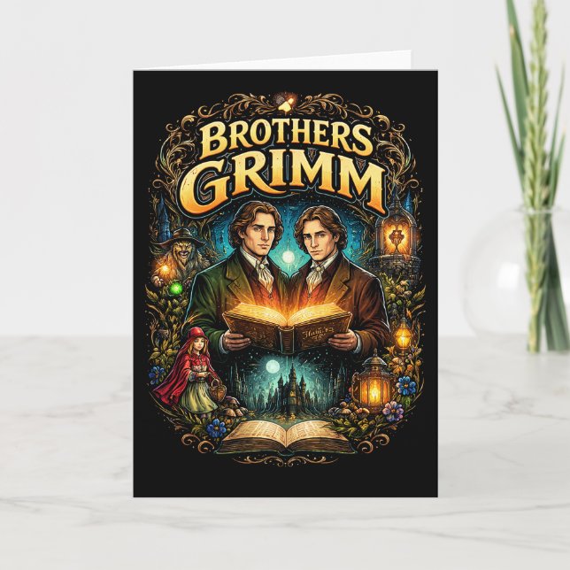 Die Brüder Grimm Feiertagskarte (Vorderseite)