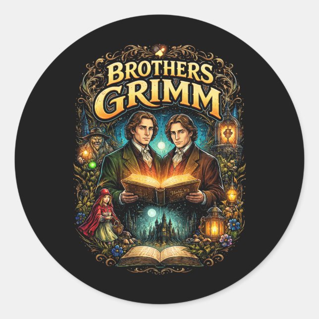 Die Brüder Grimm Runder Aufkleber (Vorderseite)