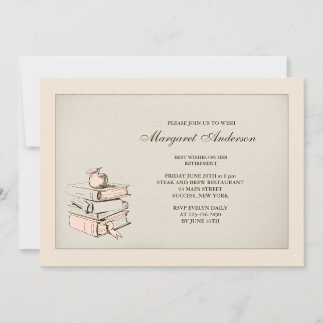 Die Buch-Ruhestands-Einladung des Lehrers Einladung (Vorderseite)
