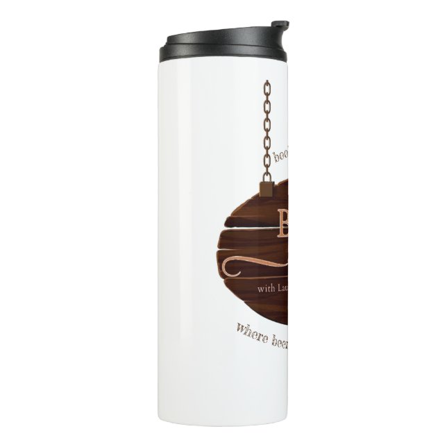 Die Bücher und die Brauen heilender Tumbler Thermosbecher (Nach links gedreht)