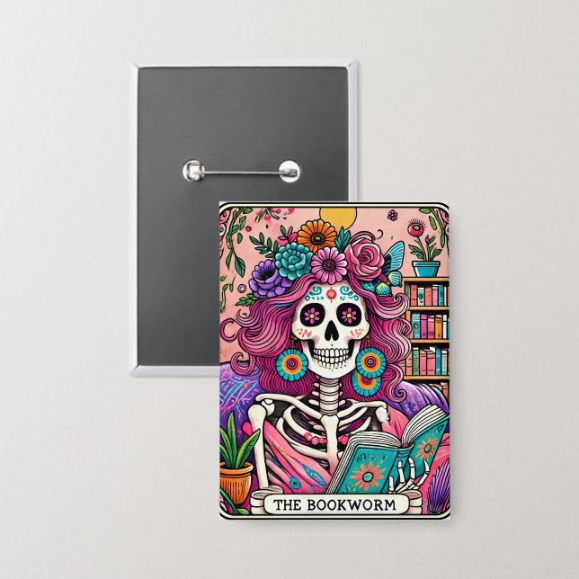 Die Bücherwurm Button (Vorderseite/Rückseite)