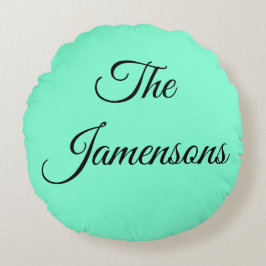 Die Buchstaben Grace Black auf Mint Green Rundes Kissen