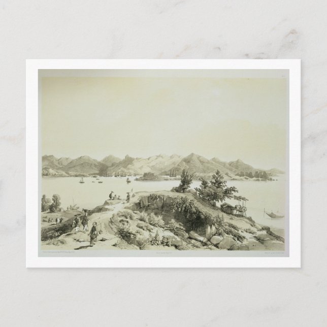 Die Bucht und Insel Hongkong, Teller 4 von 'Ske Postkarte (Vorderseite)