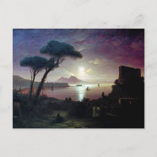 Die Bucht von Neapel am Abend, im Mondlicht Postkarte