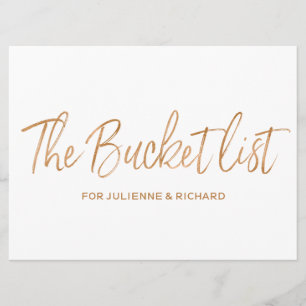 "Die Bucket List" Hochzeit Stilvolle Goldene Rose  Einladung