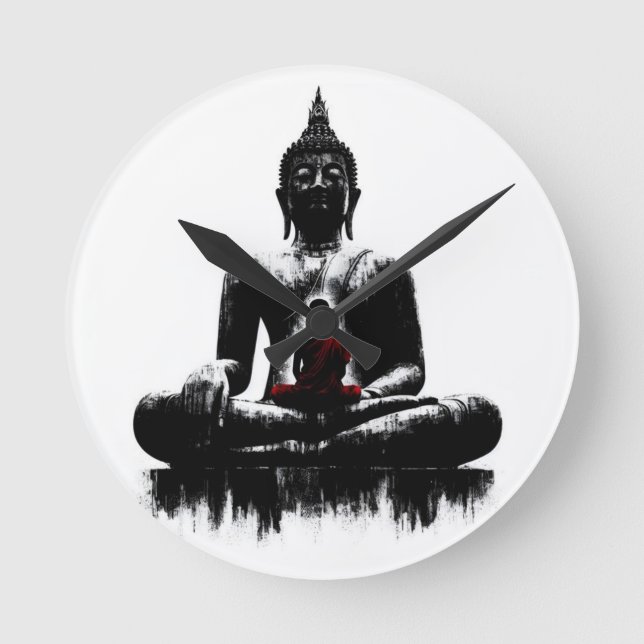 Die Buddha-Wanduhr  Runde Wanduhr (Vorderseite)