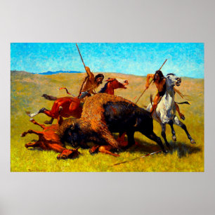 Die Büffeljagd Frederic Remington 1890 Poster