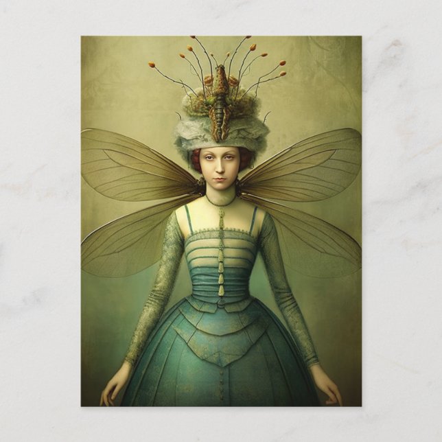 Die Bug Lady Creepy Retro Postkarte (Vorderseite)