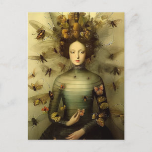 Die Bug Lady Creepy Vintag Postkarte