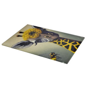 Die Bumble-Giraffe Whimsical-Digitalkunst Schneidebrett