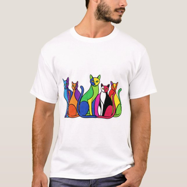 Die Bunte Katzenparty T-Shirt (Vorderseite)