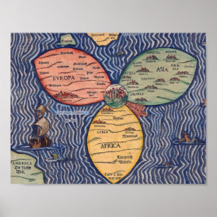 DIE BUNTING CLOVER LEAF KARTE VON JERUSALEM (1581) POSTER