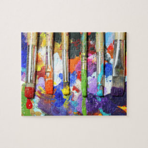 Die Bürsten-Fotografie des Regenbogen-laufenden Puzzle