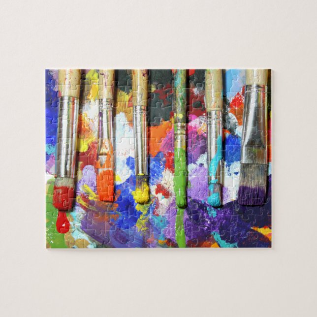 Die Bürsten-Fotografie des Regenbogen-laufenden Puzzle (Horizontal)