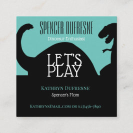 Die Business Card des Kindes Playdate Dinosaur Squ Quadratische Visitenkarte