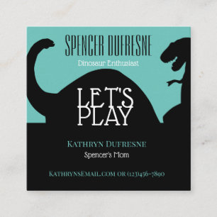 Die Business Card des Kindes Playdate Dinosaur Squ Quadratische Visitenkarte