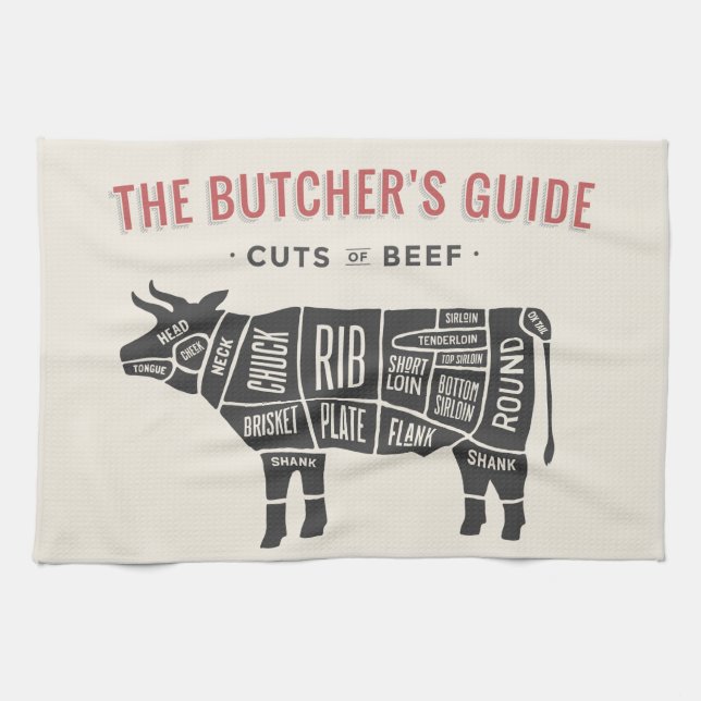 Die Butcher führen Teile von Rindfleisch Geschirrtuch (Horizontal)