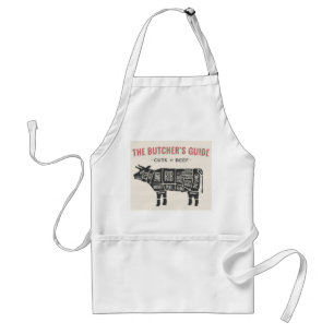 Die Butcher führen Teile von Rindfleisch Schürze