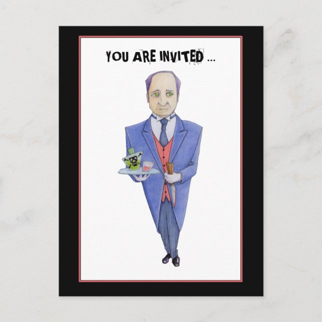 Die Butler Mord Mystery Einladung Postcard (Vorderseite)