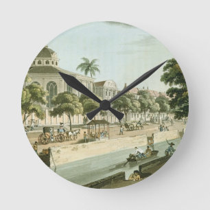 Die Calvinistic Kirche in Batavia, überziehen 9 Runde Wanduhr