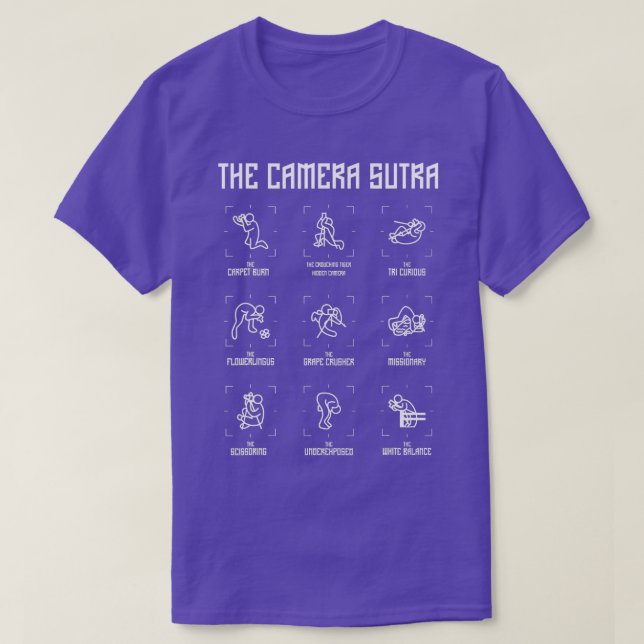 Die Camera Sutra Funny Fotograf Posen Geschenk T-Shirt (Design vorne)