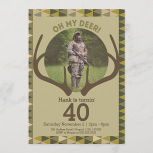 Die Camouflage-Rotwild-Geweih-Geburtstag der Einladung