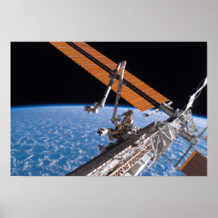 Die Canadarm2 und Solarstromanlageplattenflügel Poster