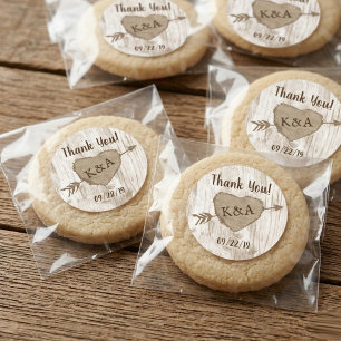 Die Carved Heart Tree Hochzeitskollektion Danke Runder Aufkleber