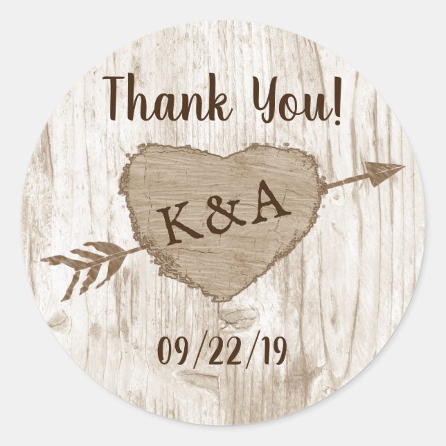 Die Carved Heart Tree Wedding Collection Vielen Da Runder Aufkleber (Vorderseite)