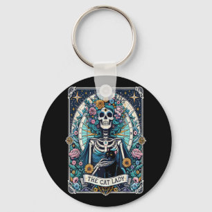 Die Cat Lady Tarot Card Skelettkatzenkatze Mama Ka Schlüsselanhänger