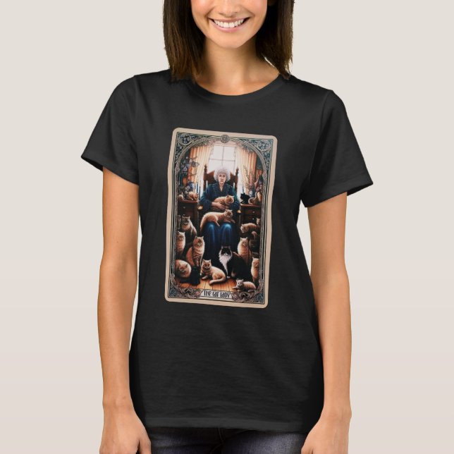 Die Cat Lady Tarot Card T-Shirt (Vorderseite)